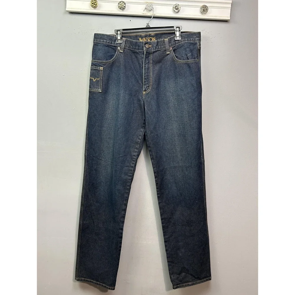 Watson Jeans Mens 38x36 Blue Dark Wash Straight Leg Made In USA Denim Workwear - Picture 2 of 10